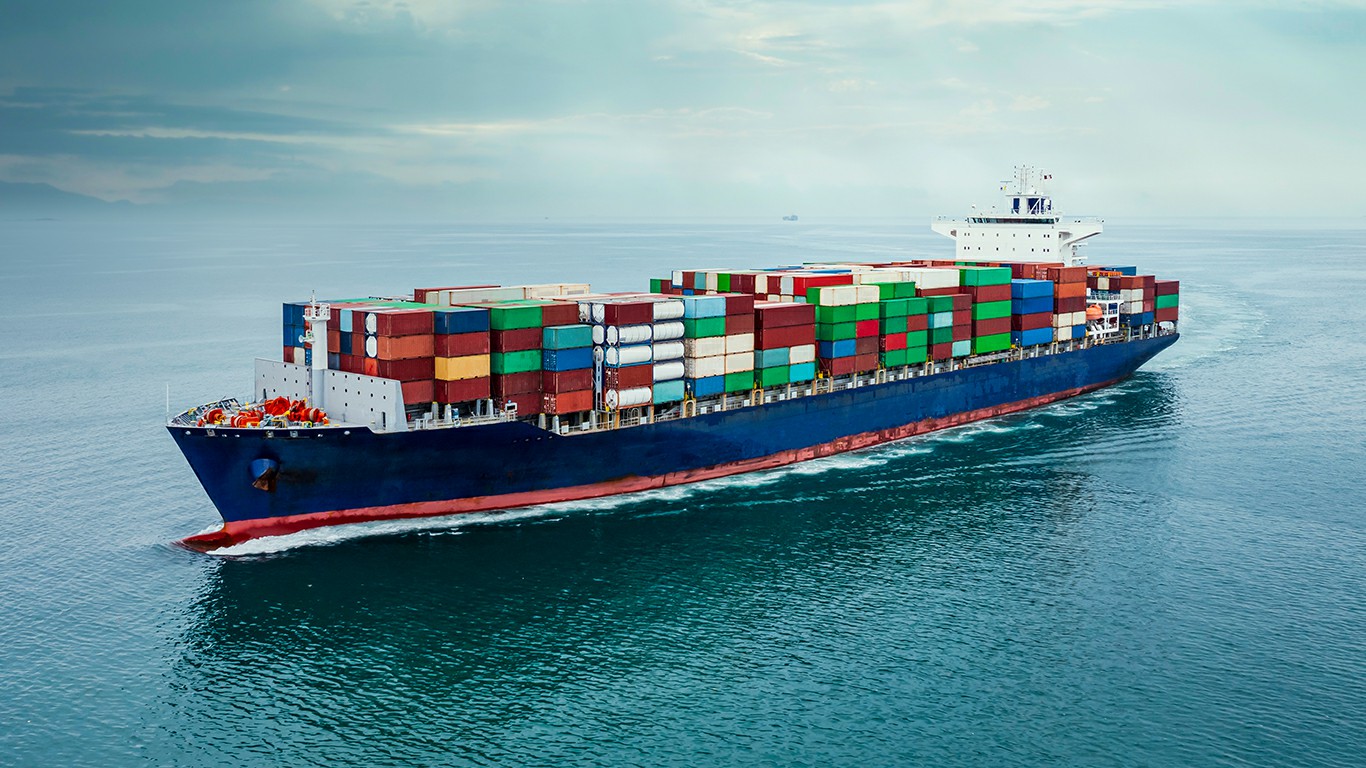 Ship with containers